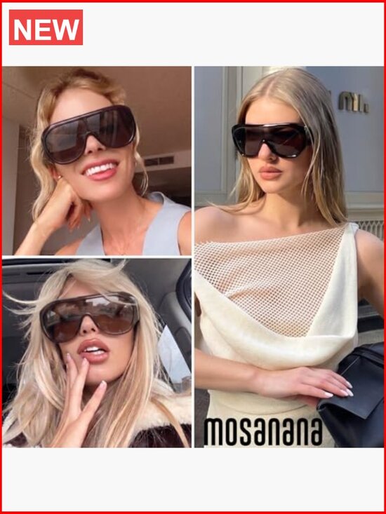 Retro Oversized Shield Sunglasses with UV400 Protection main image 7